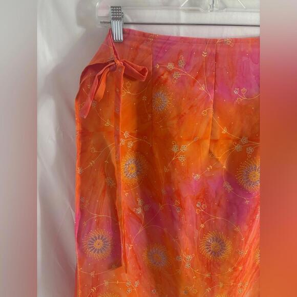 Y2K Beach Gypsy Tie Dye-esque Celestial Sunset Goddess Boho Wrap Skirt S/M - Picture 7 of 12